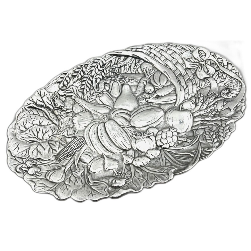 Vtg '93 ARTHUR COURT Serving Tray Platter Cornucopia Vegetable Bunny Party Dish
